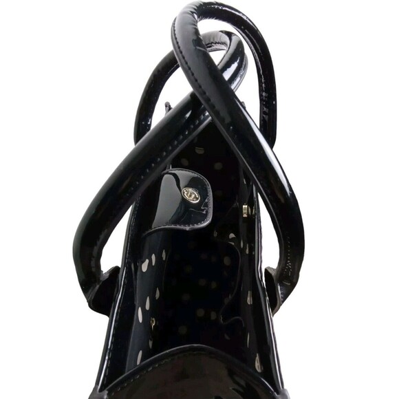 VINTAGE ANNE KLEIN SATCHEL BLACK POCKETS SNAP CLOSURE - Picture 9 of 12